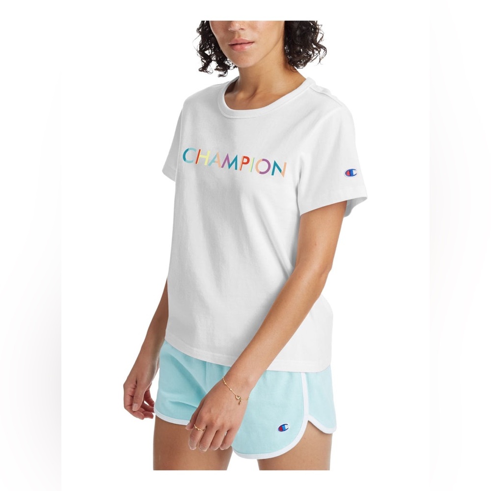 NWT Champion Multi C Block White Tee Shirt -Size Medium